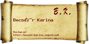 Becsár Karina névjegykártya