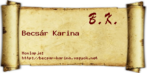 Becsár Karina névjegykártya